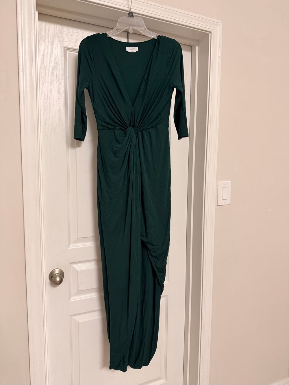 Lovers + Friends Forest Green Twist-Front Long Sleeve Maxi Dress